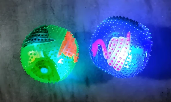 Spikey Rubber Ball with LED Strobe Flashing Lights with Sound (Multicolor Pack of 2)