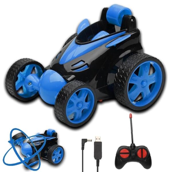Gooyo DB2060 Rechargeable 360° Rotating & Rolling Small Stunt Car Toy | Blue Color