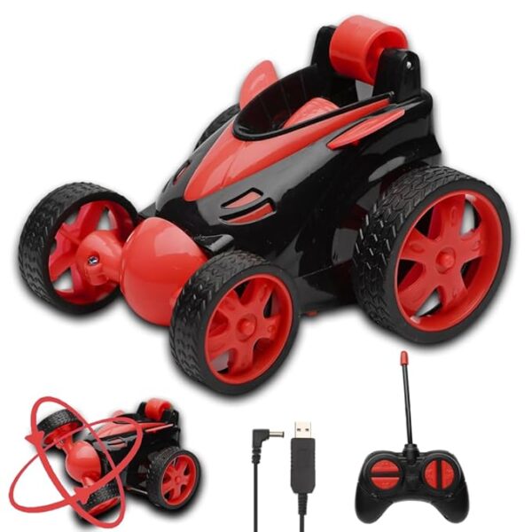 Gooyo DB2060 Rechargeable 360° Rotating & Rolling Small Stunt Car Toy | Red Color